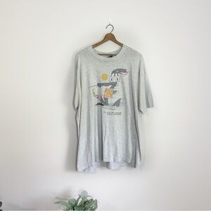 Vintage Gray Water Skiiing Rabbit Graphic Short Sleeve Single Stitch T-shirt